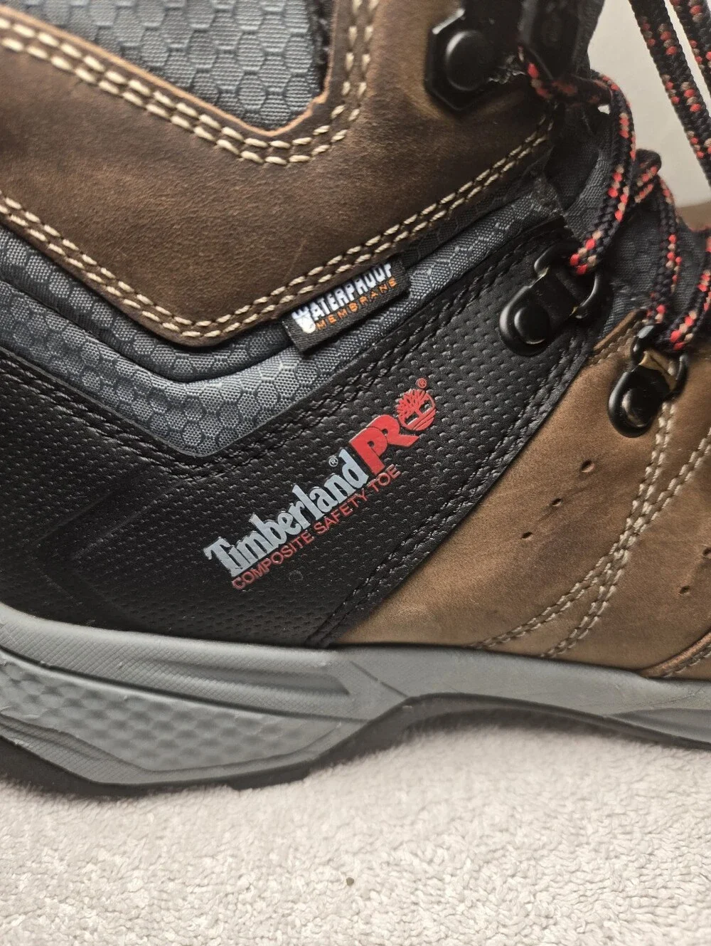 Timberland PRO Mens 8.5M Brown Leather Composite Safety Toe Waterproof WorkBoots